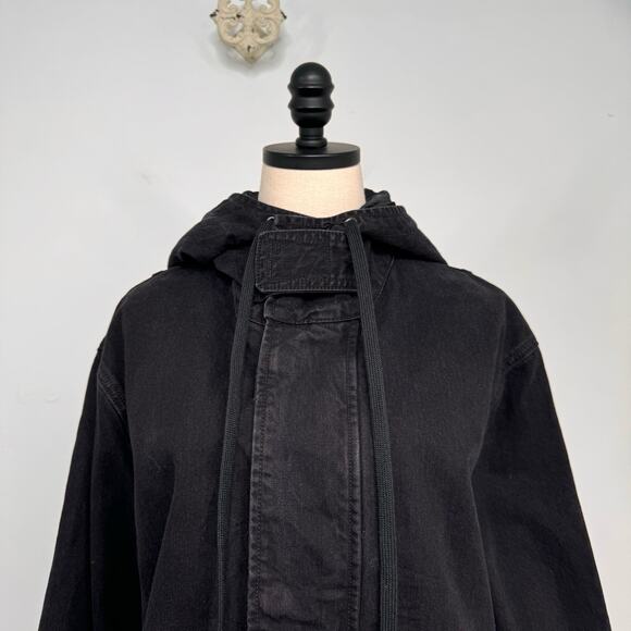 Urban Outfitters BDG Denim Utility Jacket Black Jean Oversized Goth Size M - Picture 2 of 13